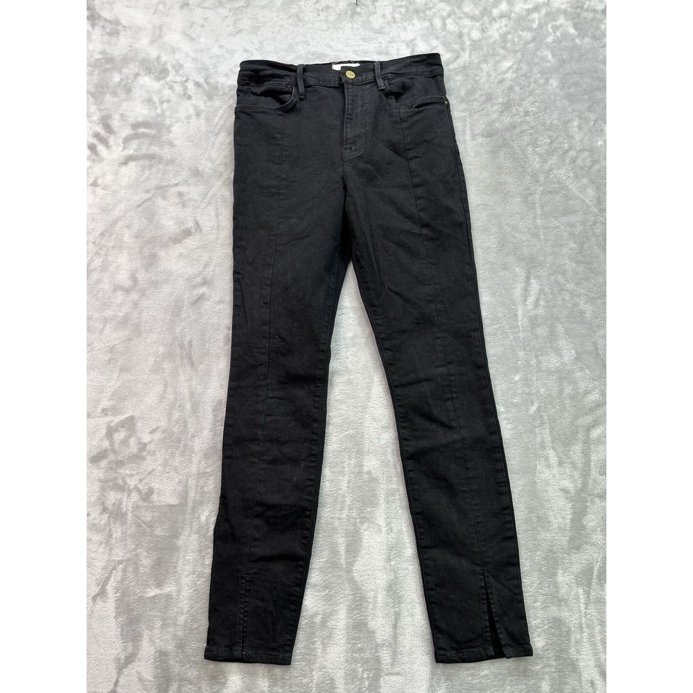 Frame Denim Le High Skinny Jeans Black Womens 27 Stretch Workwear Casual Chic